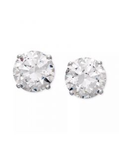 Cubic Zirconia Round Stud Earrings Collection in 14k White Gold