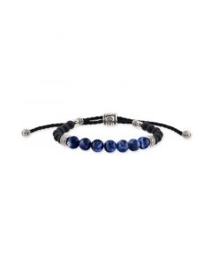 Sodalite (8mm) & Onyx (6mm) Corded Bolo Bracelet in Sterling Silver, Created for Macy's