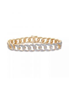 Men's Diamond Link Bracelet (1 ct. t.w.) in 14k Gold-Plated Sterling Silver and Sterling Silver