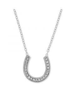 Diamond Horseshoe 18" Pendant Necklace (1/10 ct. t.w.) in Sterling Silver