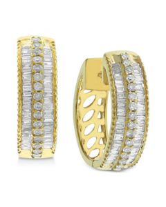 Diamond Hoop Earrings (1/2 ct. t.w.) in 14k Gold-Plated Sterling Silver