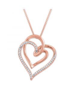 Diamond Intertwining Hearts 18" Pendant Necklace (1/10 ct. t.w.) in 14k Rose Gold-Plate