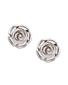 Sterling Silver Earrings, Cultured Tahitian Mother of Pearl Flower Stud Earrings (18mm)