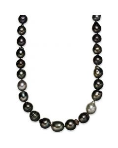 Sterling Silver Necklace, Multi Colored Cultured Tahitian Pearl (9-11mm) Baroque Strand Necklace