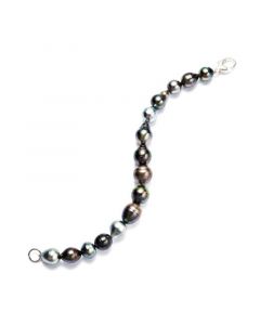 Pearl Bracelet, Sterling Silver Multicolor Cultured Tahitian Pearl Baroque Bracelet (9-11mm)