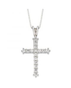 Diamond Cross Pendant Necklace in 14k White Gold (1/2 ct. t.w.)