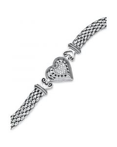 Diamond Mesh Heart Bracelet in Sterling Silver (1/6 ct. t.w.)