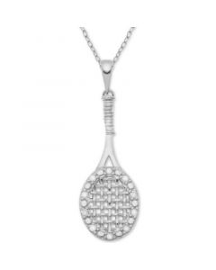 Diamond Tennis Racket 18" Pendant Necklace (1/10 ct. t.w.) in Sterling Silver