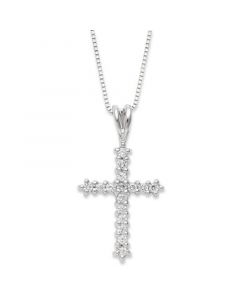 Diamond Cross Pendant Necklace in 14k White Gold (1/4 ct. t.w.)