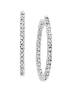 Diamond Oval In-and-Out Hoop Earrings in 14k White Gold (1/2 ct. t.w.)