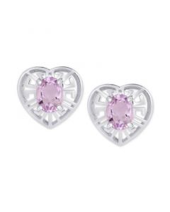 Amethyst Greek Key Heart Stud Earrings (1-5/8 ct. t.w.) in Sterling Silver