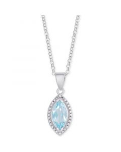 Blue Topaz Marquise 18" Pendant Necklace (1-1/5 ct. t.w.) in Sterling Silver