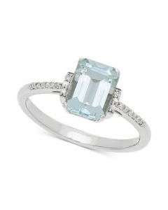 Aquamarine (1-3/8 ct. t.w.) & Diamond Accent Ring in 14k White Gold