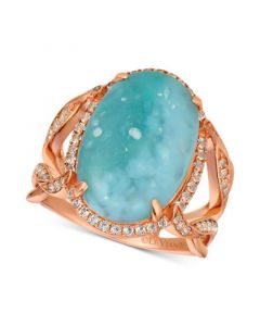 Sky Aquaprase (18 x 12mm) & White Topaz (1/2 ct. t.w.) Ring in 14k Rose Gold, Created for Macy's