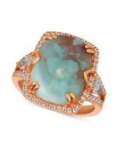 Sky Aquaprase (16 x 12mm) & White Topaz (5/8 ct. t.w.) Ring in 14k Rose Gold, Created for Macy's