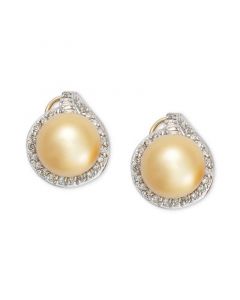 Pearl Earrings, 14k Gold Golden South Sea Pearl (11mm) and Diamond (3/4 ct. t.w.) Stud Earrings