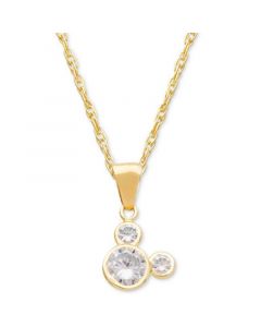 Children's Cubic Zirconia Mickey Mouse 15" Pendant Necklace in 14k Gold