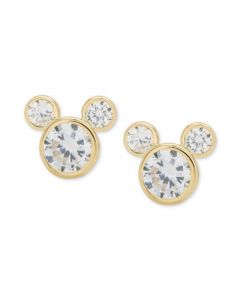 Children's Cubic Zirconia Mickey Mouse Stud Earrings in 14k Gold