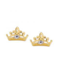 Children's Princess Crown Stud Earrings in 14k Gold