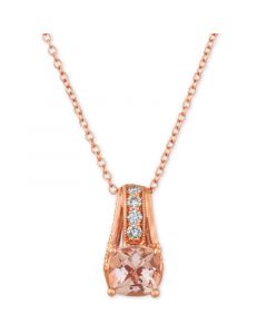 Peach & Nude Peach Morganite (5/8 ct.t.w.) and Nude Diamonds (1/4 ct. t.w.) 18" Pendant Necklace in 14k Rose Gold