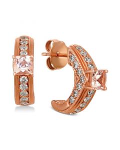 Peach & Nude Peach Morganite (3/8 ct. t.w.) & Nude Diamond (3/4 ct. t.w.) Hoop Earrings in 14k Rose Gold