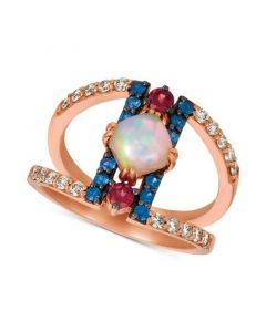 Multi-Gemstone (7/8 ct. t.w.) & Nude Diamonds (1/3 ct. t.w.) Statement Ring in 14k Rose Gold