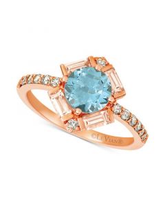 Baguette Frenzy® Multi-Gemstone (1-1/3 ct. t.w.), and Nude Diamond (1/4 ct. t.w.) Ring in 14k Strawberry Gold