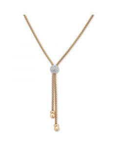 Diamond Two-Tone Lariat Necklace (1/8 ct. t.w.) in 14k Gold-Plated Sterling Silver, 20" + 3" extender