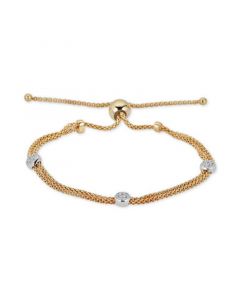 Diamond Beaded Bolo Bracelet (1/6 ct. t.w.) in  Sterling Silver & 14k Gold-Plate