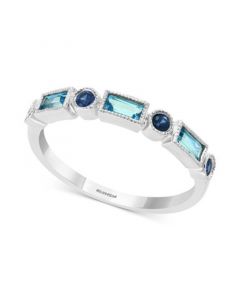 Blue Topaz (1/3 ct. t.w.) and Sapphire (1/5 ct. t.w.) Ring in 14k White Gold