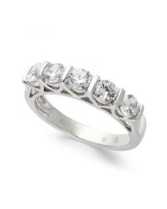 Certified Five-Stone Diamond Band Ring in 14k White Gold (1 ct. t.w.)