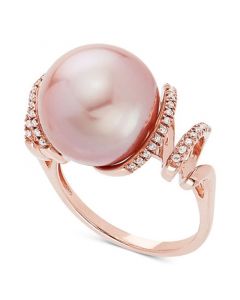 Cultured Pink Ming Pearl (13mm) & Diamond (1/8 ct. t.w.) Ring in 14k Rose Gold