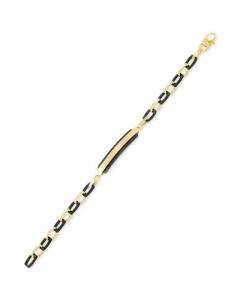 Two-Tone ID Plate Bracelet in Black & Yellow Ion-Plated Stainless Steel