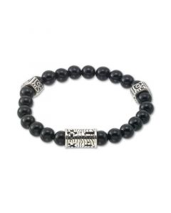 Onyx (8mm) Stretch Bracelet in Stainless Steel