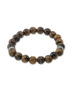 Tiger's Eye (10mm) Stretch Bracelet in Stainless Steel