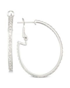 Cubic Zirconia Hoop Earrings in Sterling Silver