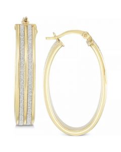 Glitter Hoop Earrings in 18k Yellow Gold Over Sterling Silver or Sterling Silver