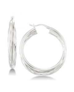 Double Twisted Hoop Earrings in Sterling Silver