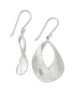 Twisted Oval Disc Drop Earrings in Sterling Silver