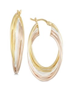 Tricolor Multi-Ring Hoop Earrings in Sterling Silver and 18k Gold & Rose Gold over Sterling Silver