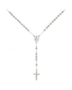 Beaded Cross 24" Rosary Necklace in Stainless Steel