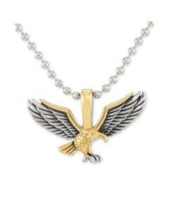 Two-Tone Eagle 24" Pendant Necklace in Stainless Steel & Yellow and Black Ion-Plate