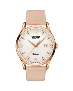 Unisex Swiss Heritage Visodate Beige Leather Strap Watch 40mm