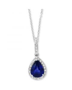 EFFY® Sapphire (1 ct. t.w.) & Diamond (1/8 ct. t.w.) 18" Pendant Necklace in 14k White Gold