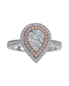 Diamond Two-Tone Teardrop Cluster Ring (1/2 ct. t.w.) in 14k White & Rose Gold