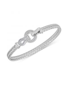 Diamond Horseshoe Braided Mesh Bangle Bracelet (1/4 ct. t.w.) in Sterling Silver