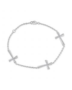 Diamond East-West Cross Bracelet (1/3 ct. t.w.) in Sterling Silver