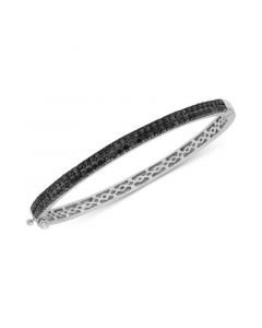 Black Diamond Bangle Bracelet (2 ct. t.w.) in Sterling Silver