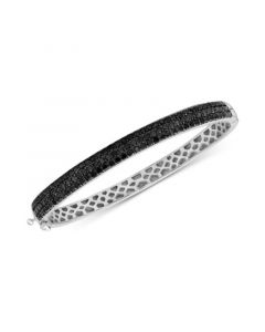 Black Diamond Three Row Bangle Bracelet (3 ct. t.w.) in Sterling Silver