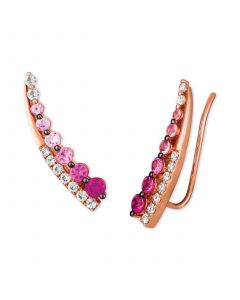 Strawberry Layer Cake Multi-Gemstone Ear Climbers in 14k Rose Gold